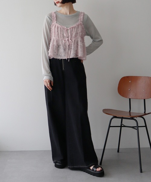 Laule'a レディース　フラワー　ジャガード　キャミソール　セット m40928107452_1.jpg?1724721118