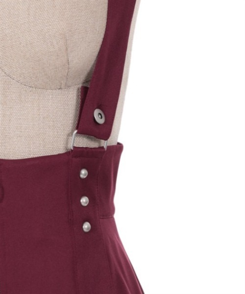 axes famme POETIQUE プリーツ切り替えスカート 赤 axes femme POETIQUE スカート ファスナーデザインサス付