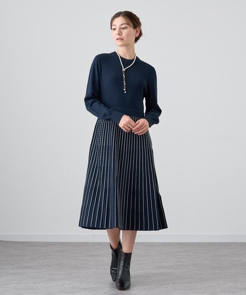 定価31900円 美品 アナイ ニットワンピース サイズ38 ネイビー ANAYI 「ANAYI」 ニットワンピース 38 ネイビー レディース