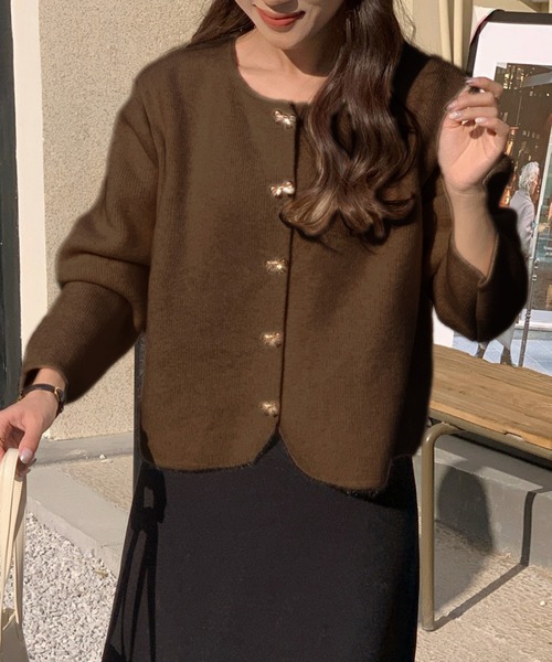 Girly Doll（ガーリードール） カーディガン リボン釦ニット