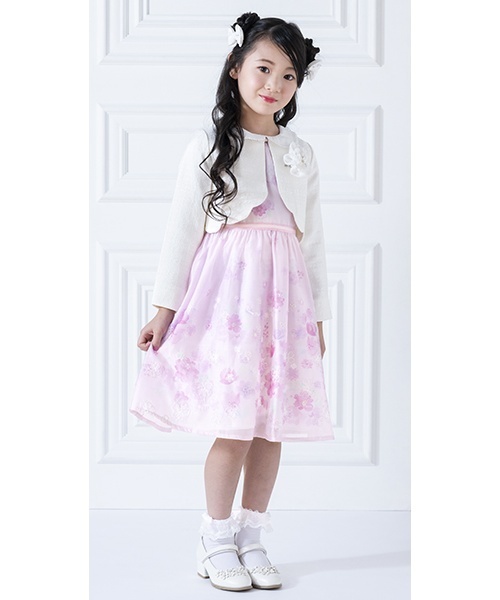 mezzo piano ワンピース 花柄パネルプリント＆刺しゅう ワンピース