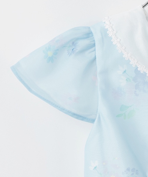 mezzo piano ワンピース 花柄パネルプリント＆刺しゅう ワンピース