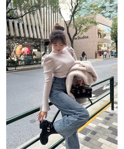 ニット/セーター Volume-Sleeve Glitter Knit Top  herlipto Her lip to ニット セーター Volume-Sleeve Glitter Knit Top