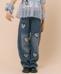 パンツ ハートダメージデザインストレートデニム...の詳細画像5