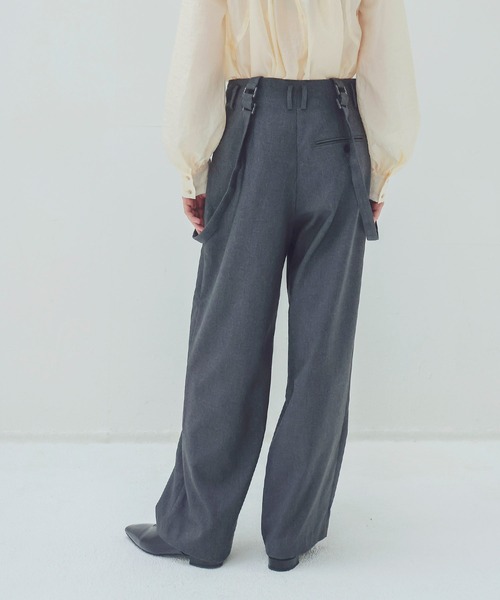 パンツ DRESSLAVE over tuck black denim pants DRESSLAVE（ドレスレイブ） スラックス パンツ detachable strap tuck
