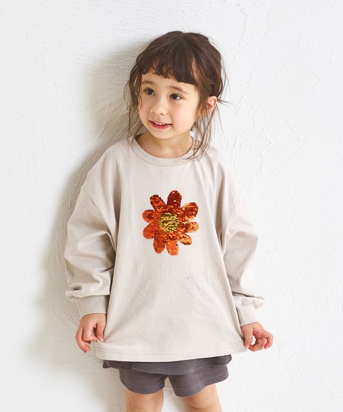 スパンコール 長袖 シャツ おしゃれ レディース moment+ ブラウス シャツ 花柄スパンコール刺繍半袖ショート