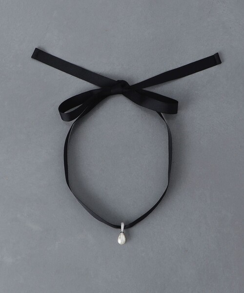 UNITED ARROWS ネックレス ドロップ プラスチックパール リボン