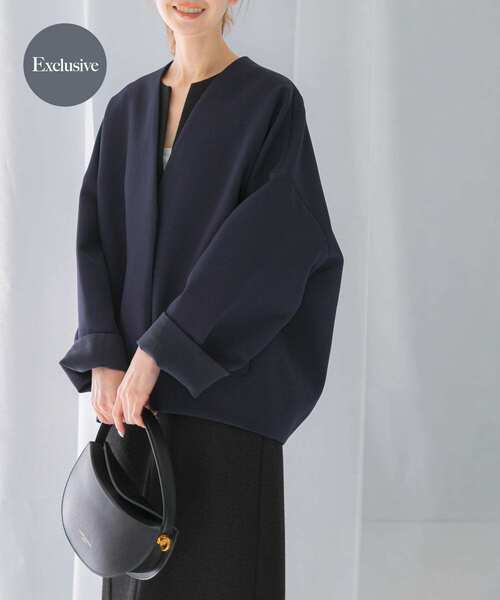 ELENDEEK フォルムショートコート ネイビー ELENDEEK フォルムショートコート ネイビー