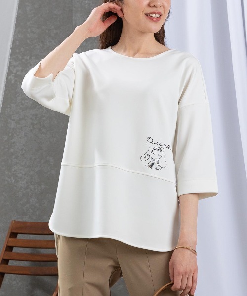tシャツ ポイント刺繍七分袖UVプルオーバー レディース
