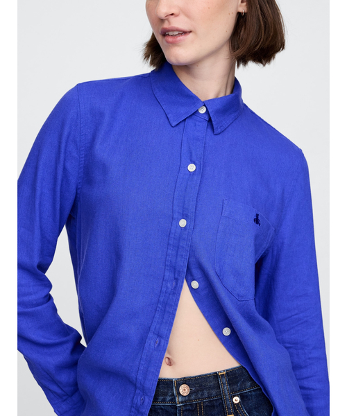 GAP ブラウス シャツ リネンブレンド イージーシャツ レディース