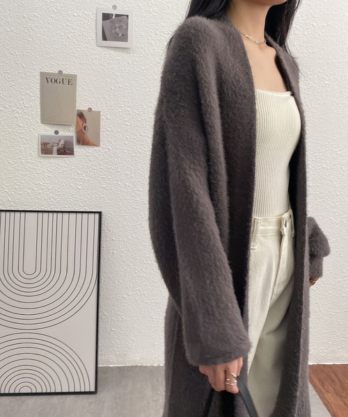 「MAISON DE THERESE」 ニットカーディガン S グレー レディース_画像5