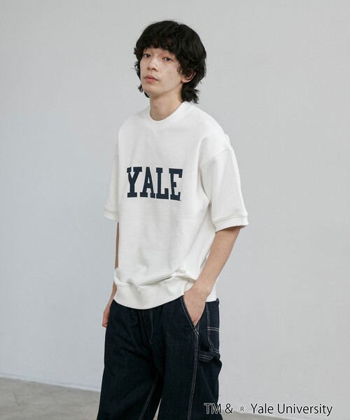 チャンピオンコラボYale University ホワイト スウェット M Champion Yaleロゴ ホワイトスウェット