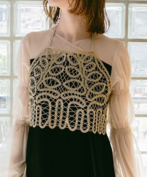 何でも揃う tシャツ sahara Guipure Bustier/ギピュールレースビスチェ Lace トップス