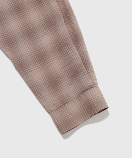 ADAM ET ROPE' シャツ シアーリップル チェック プルオーバー
