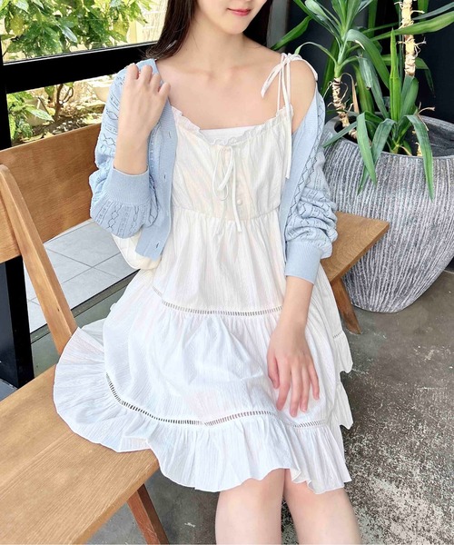 INGNI（イング） ワンピース コットンレースティアードミニキャミ