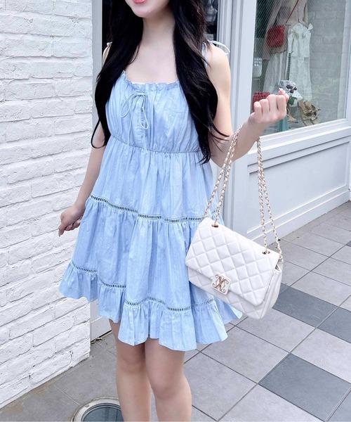 INGNI（イング） ワンピース コットンレースティアードミニキャミ