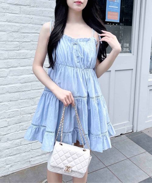 INGNI（イング） ワンピース コットンレースティアードミニキャミ