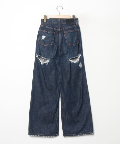 [EVRIS] повреждение обработка Denim брюки M темно-синий женский 