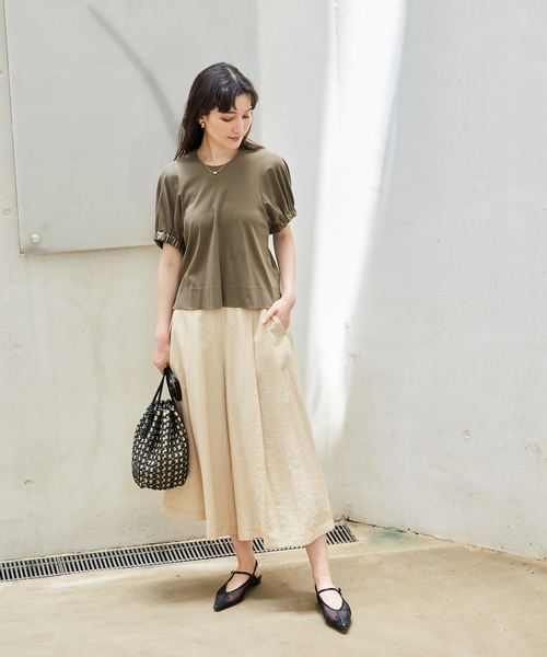 qualite（カリテ） ワイドパンツ パンツ 「接触冷感」ナチュラル 
