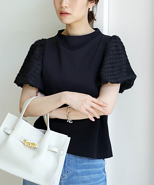 Jines tシャツ ファンシースリーブドッキング半袖トップス