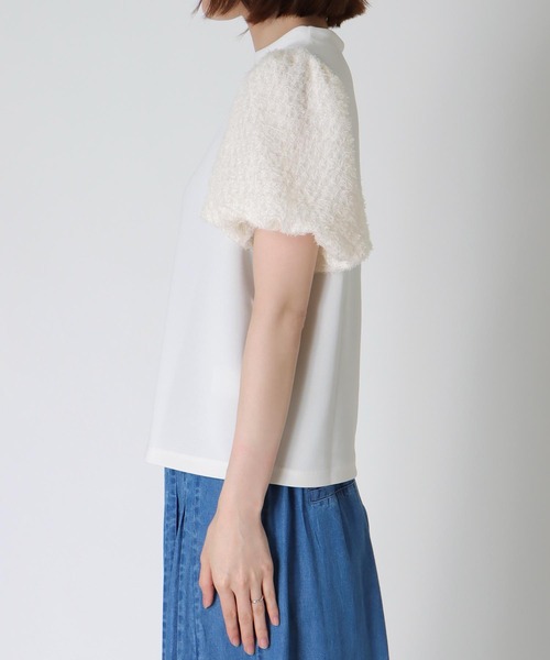 Jines tシャツ ファンシースリーブドッキング半袖トップス