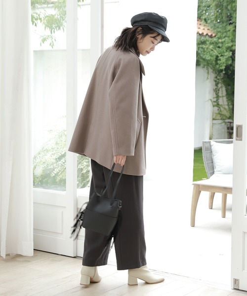 「LAKOLE」 ピーコート SMALL サンドグレー レディース_画像5