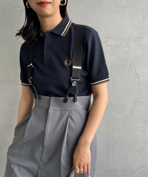 「FRED PERRY」 半袖ポロシャツ S ネイビー レディース