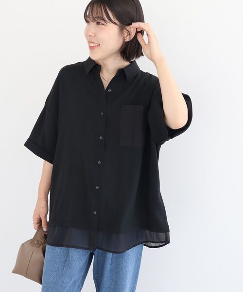Green Parks ブラウス シャツ 裾レイヤードショートスリーブ