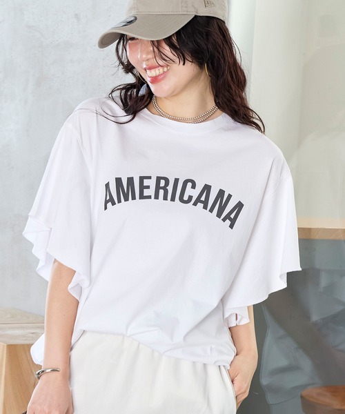 タグ付　Americana アメリカーナ ワイドスリーブ T ロゴ　白F 日本製 楽天市場】AMERICANA アメリカーナハイゲージ天竺ワイドスリーブ