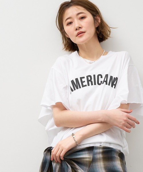 MICA&DEALマイカアンドディール フリルTシャツ プリントTシャツ MICA&DEAL マイカアンドディール AMERICANA×MICA 15th