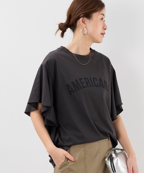 MICA & DEAL フリルスリーブTシャツ ネイビー AMERICANA tシャツ 15th ANNIVERSARY 「AMERICANA×MICA＆DEAL