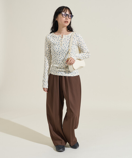 tシャツ 花柄針抜き フライスヘンリー長袖トップス レディース | FREAK'S STORE | 11