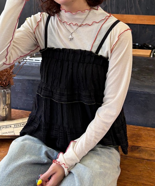 DOUBLE NAME（ダブルネーム） キャミソール フリンジストライプ