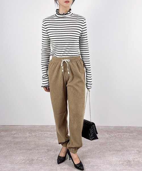 CLOTHY パンツ 「あったか裏ボアシリーズ」裏ボアコーデュロイジョガー