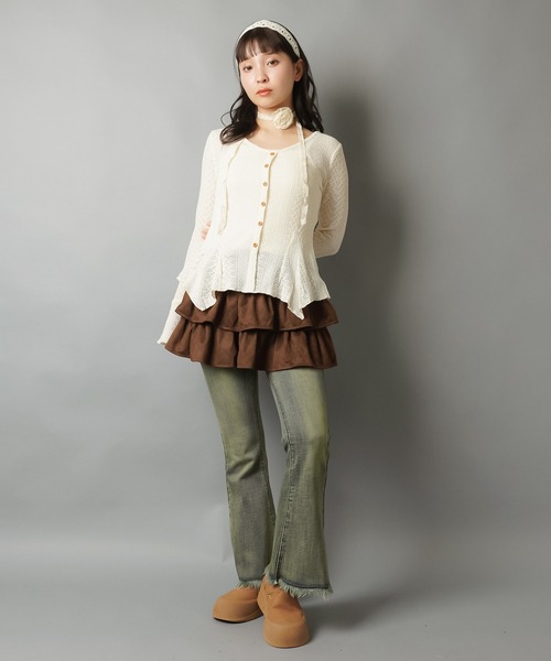 SPINNS（スピンズ） スカート スエードフリルミニスカート/NEO森ガール