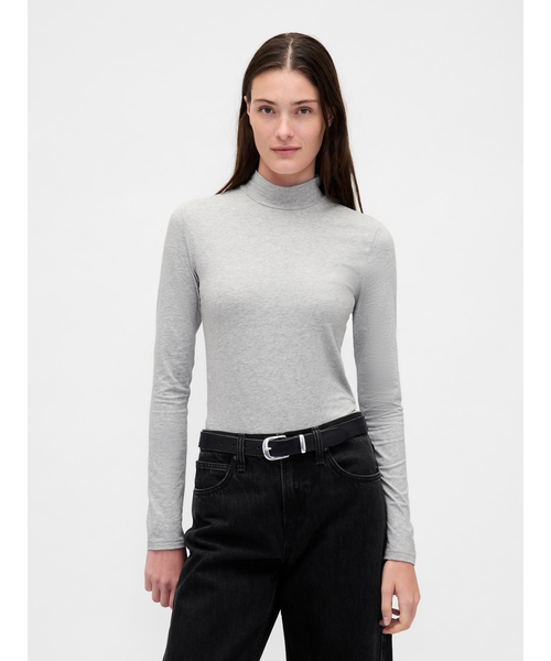 467 PGG レディース 定価24,200円 長袖モックネック グレー 0 S GAP（ギャップ） tシャツ クローズニット ジャージー モックネックT