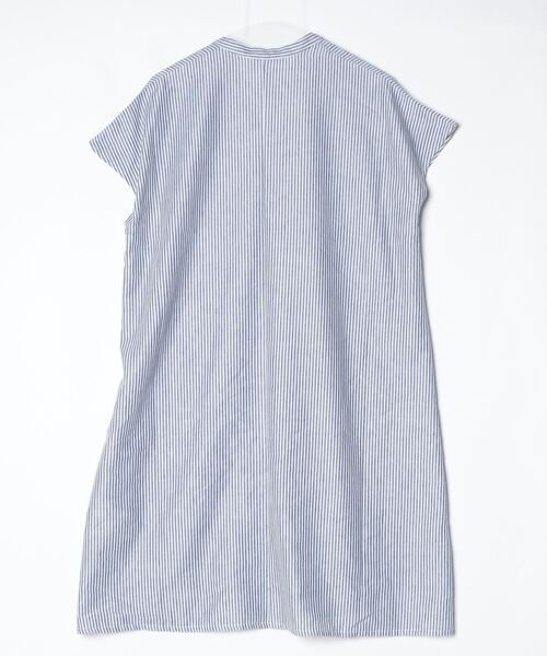 「MELROSE」 ストライプ柄半袖ワンピース M ブルー レディース_画像2