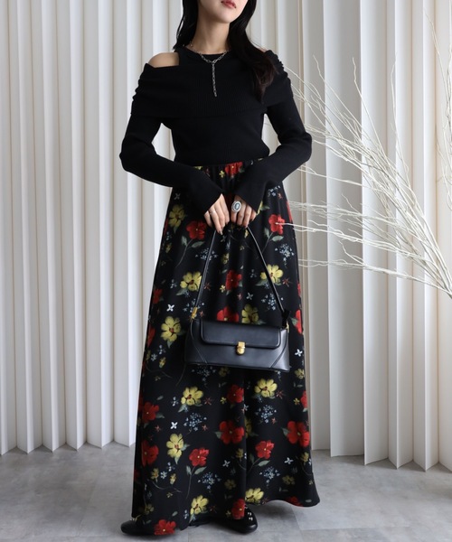 YENNA スカート 「 YENNA 2026 SS 新作 」フラワーフレアロング