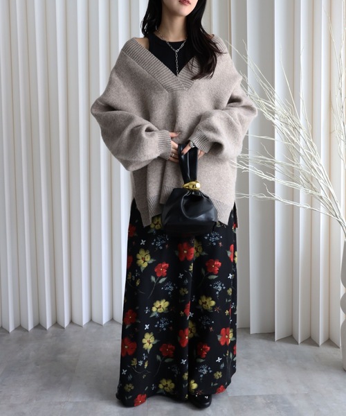 YENNA スカート 「 YENNA 2026 SS 新作 」フラワーフレアロング