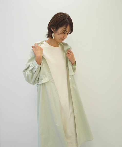 「haupia」 シャツワンピース MEDIUM グレイッシュベージュ レディース_画像4