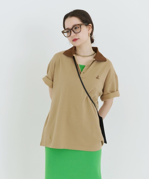 「TINA:JOJUN」 半袖ポロシャツ M ベージュ レディース_画像4