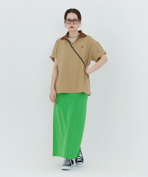 「TINA:JOJUN」 半袖ポロシャツ M ベージュ レディース_画像5