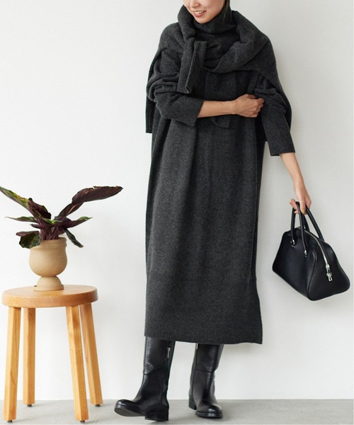 「JOURNAL STANDARD relume」 ニットワンピース FREE チャコールグレー レディース_画像2