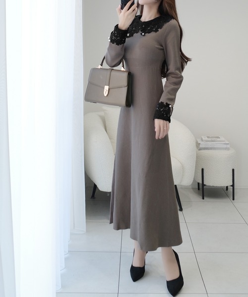 「mily bilet」 ニットワンピース LARGE ブラック レディース_画像2