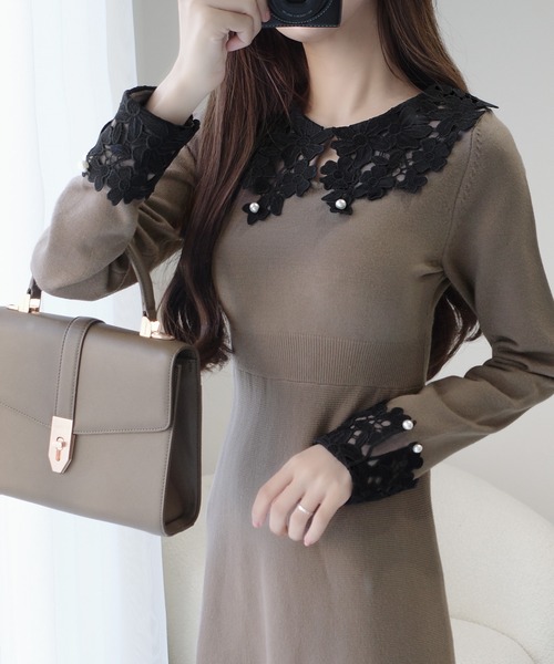 「mily bilet」 ニットワンピース LARGE ブラック レディース_画像6