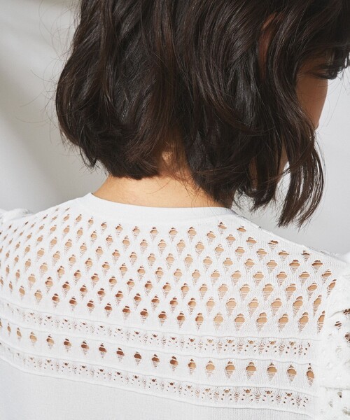 「GRACE CONTINENTAL」 7分袖ニットカーディガン 36 オレンジ レディース_画像7