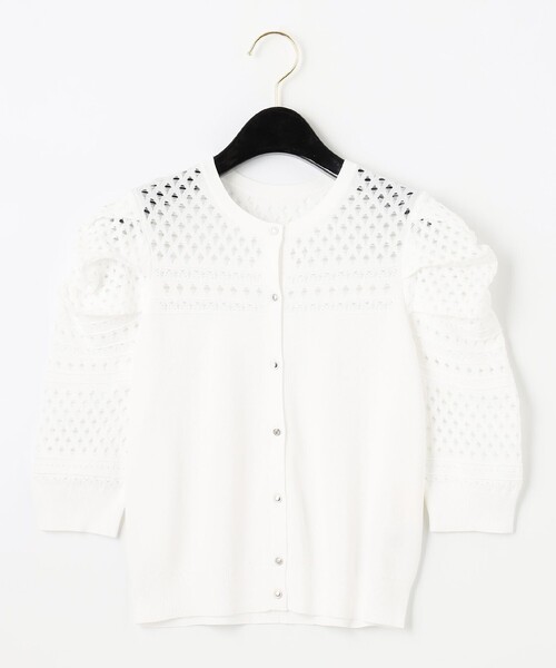 「GRACE CONTINENTAL」 7分袖ニットカーディガン 36 オレンジ レディース_画像8