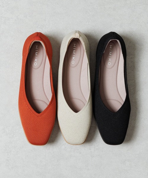 HIMIKO パンプス 「HIMIKO」洗えるスクエアトゥニットパンプス/661124