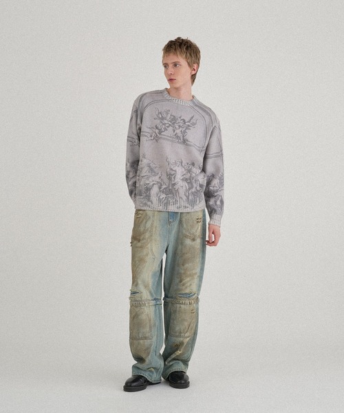 「WISH FOR EVER」 長袖ニット SMALL ブラウン メンズ_画像5