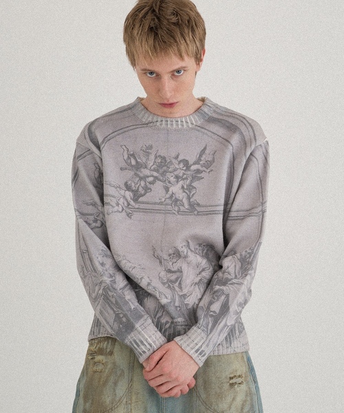 「WISH FOR EVER」 長袖ニット SMALL ブラウン メンズ_画像6
